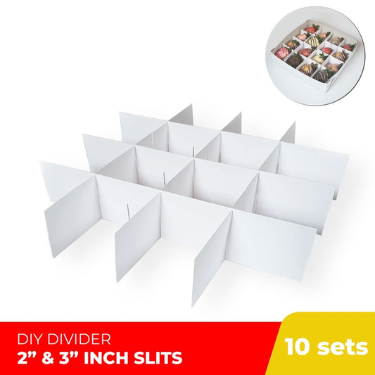 DIY Divider w/ for Cupcake Muffin Pastry Box Sizes 6x6/6x9/9x12/8x8/10x10/12x12 inches (10 sets)