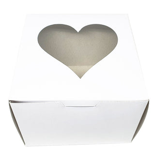 Cake Pastry Box w/ Window Heart Design Glossy Shiny Finish 5 x 5 x 4 inches (10pcs)