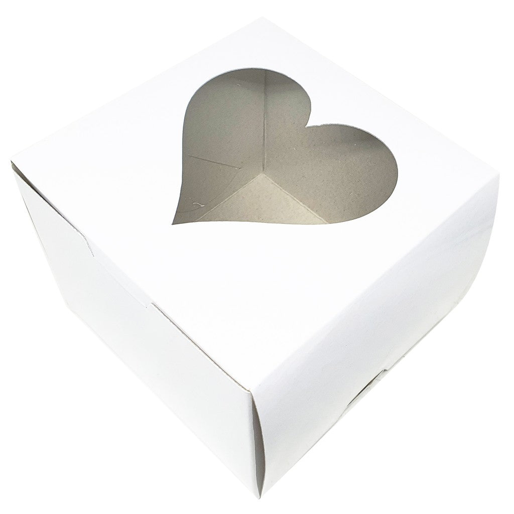 Cake Pastry Box w/ Window Heart Design Glossy Shiny Finish 5 x 5 x 4 inches (10pcs)