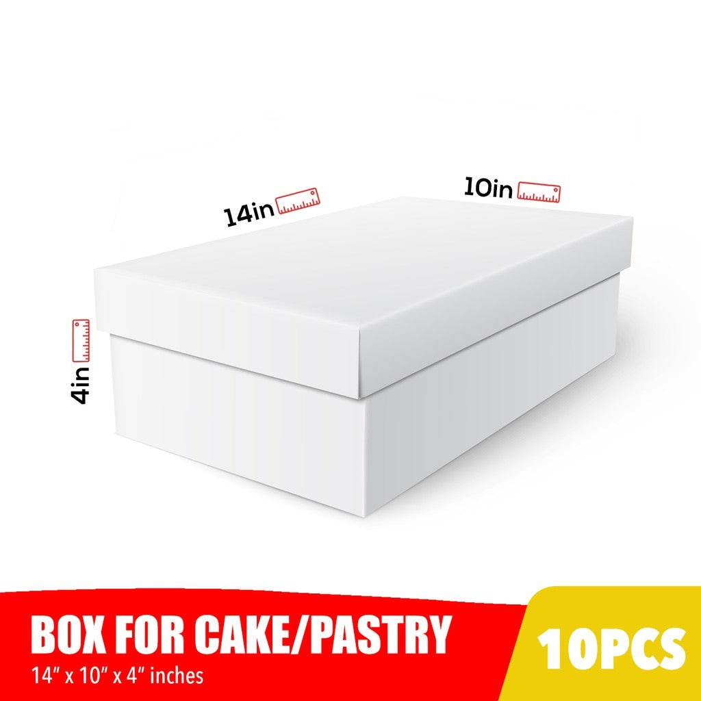 White Cake Pastry Box 14 x 10 x 4 inches (10sets)