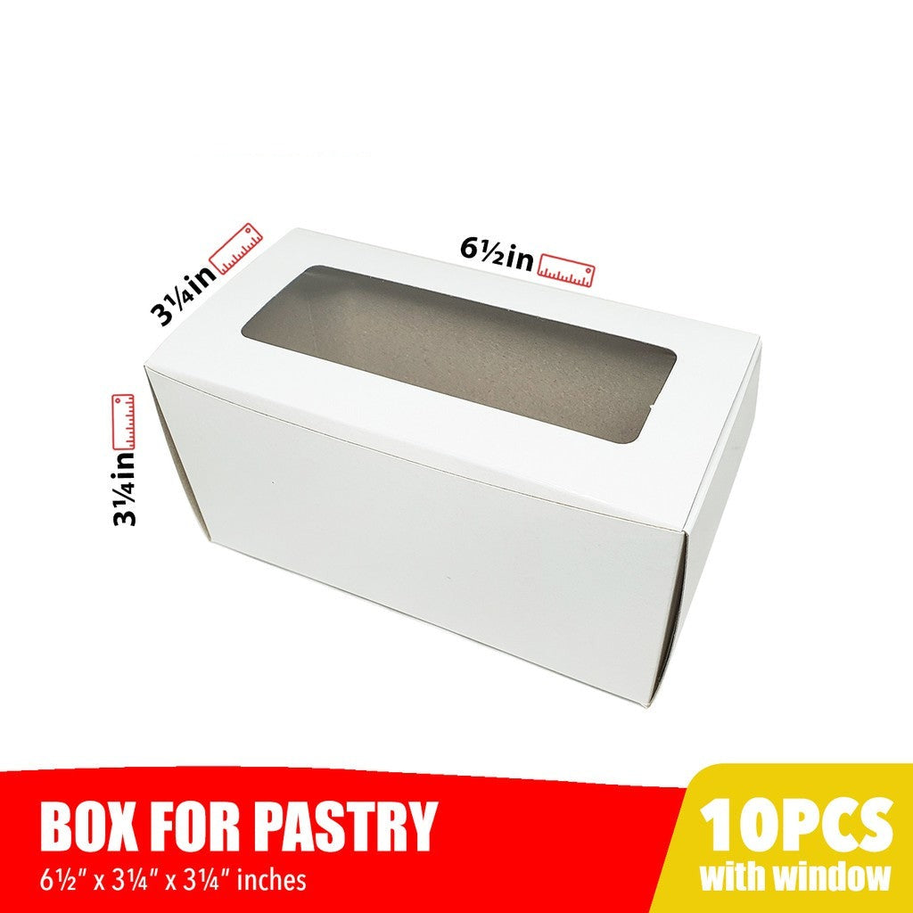 Cookies Loaf Treats Fruit Cake Pastry Box 6.5 x 3.25 x 3.25 inches w/Window Glossy Finish (10pcs)