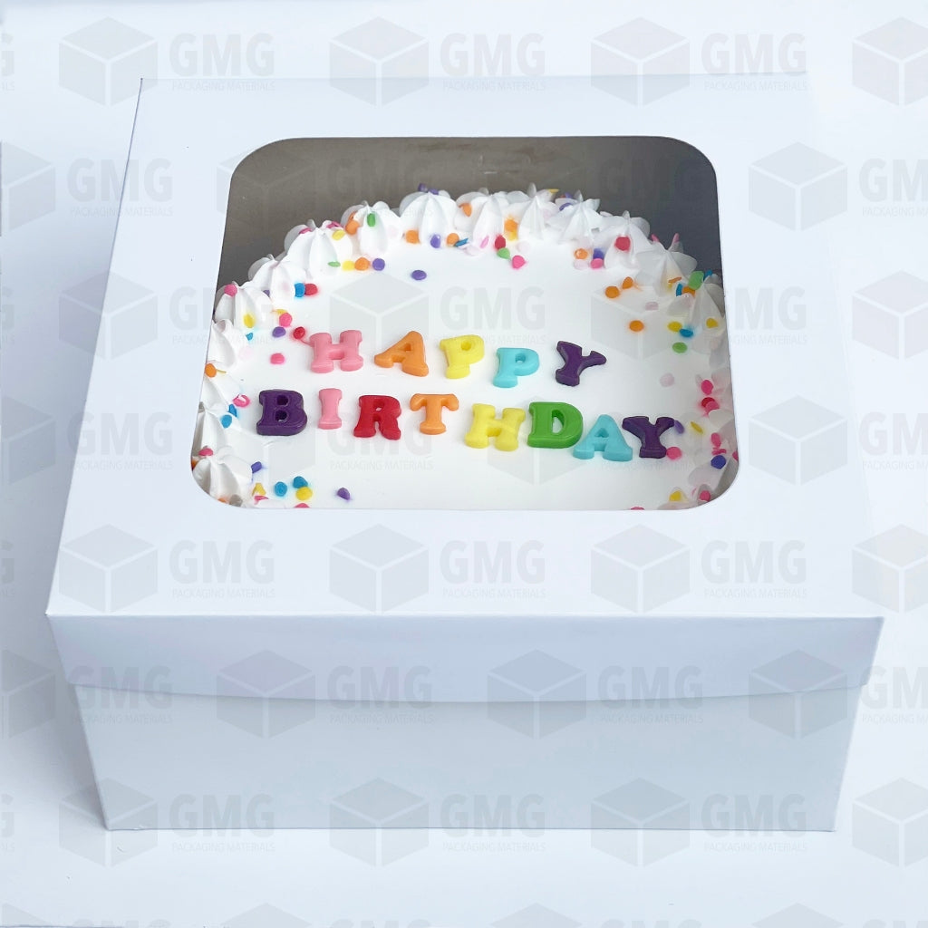 Cake Pastry Box Easy Assembly Sturdy 10 x 10 x 4 w/ Window Cover and Box Shiny Finish (10sets)