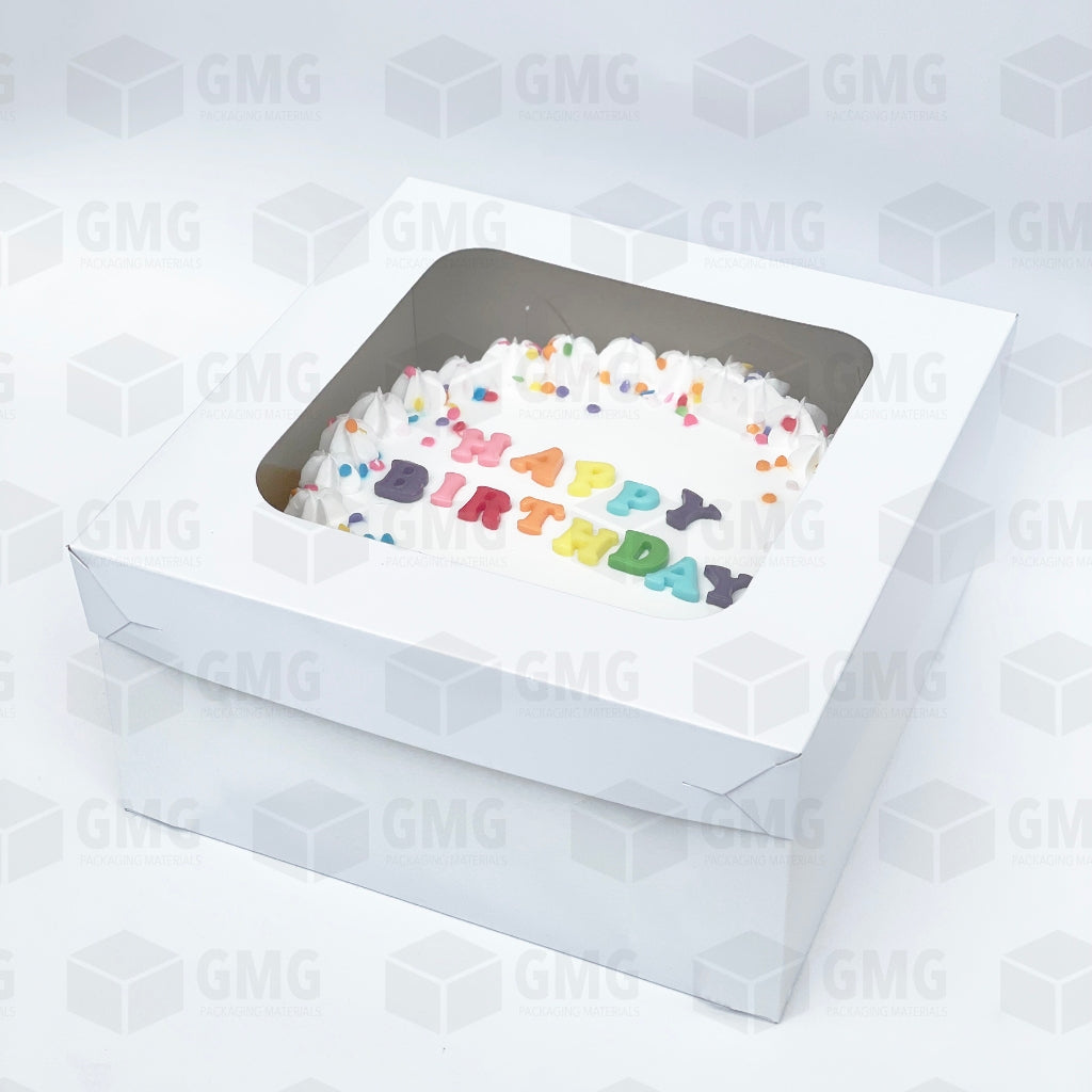 Cake Pastry Box Easy Assembly Sturdy 10 x 10 x 4 w/ Window Cover and Box Shiny Finish (10sets)