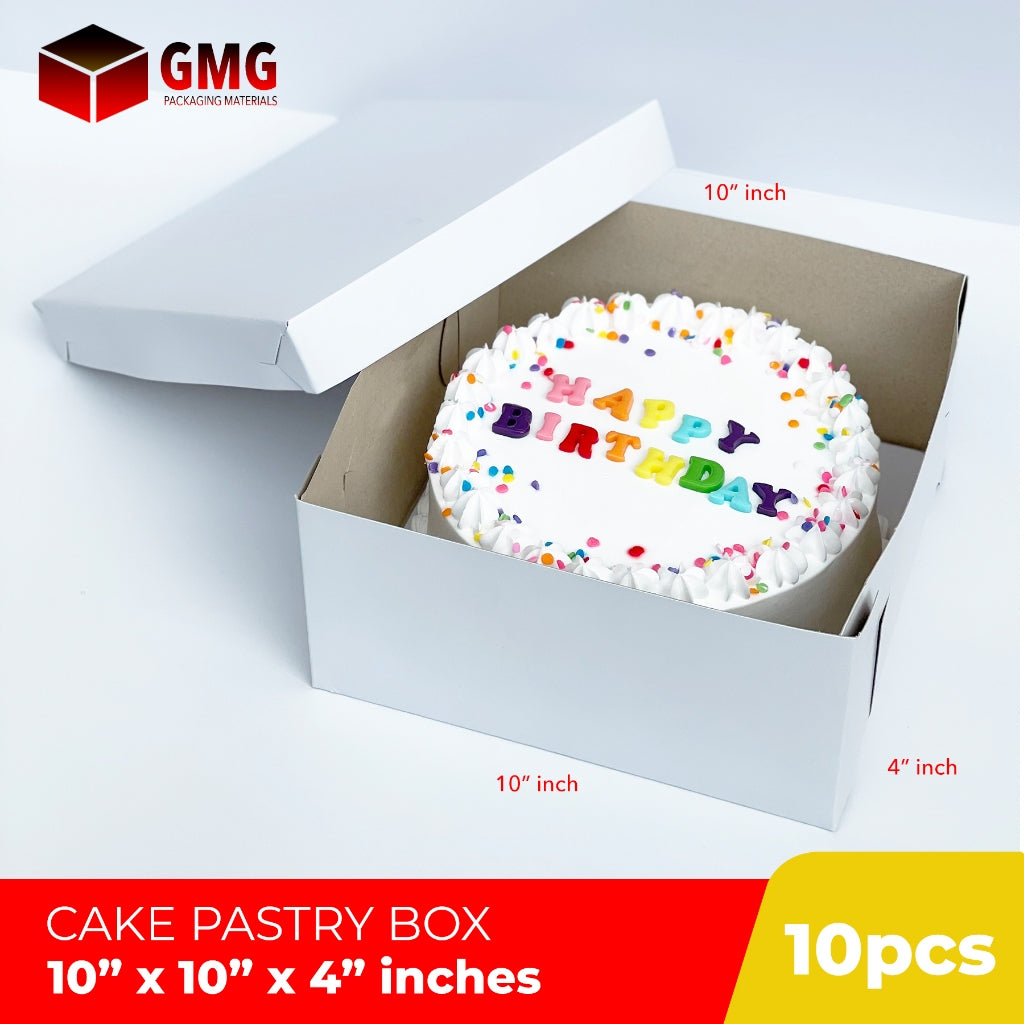 Cake Pastry Box Easy Assembly Sturdy 10 x 10 x 4 inches (10sets)