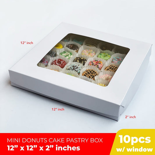 Cake Pizza Pastry Pie Mini Donuts Box 12 x 12 x 2 w/Window Cover and Box Glossy Finish (10sets)