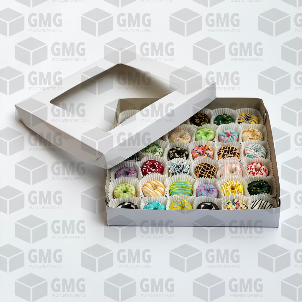 Cake Pizza Pastry Pie Mini Donuts Box 12 x 12 x 2 w/Window Cover and Box Glossy Finish (10sets)