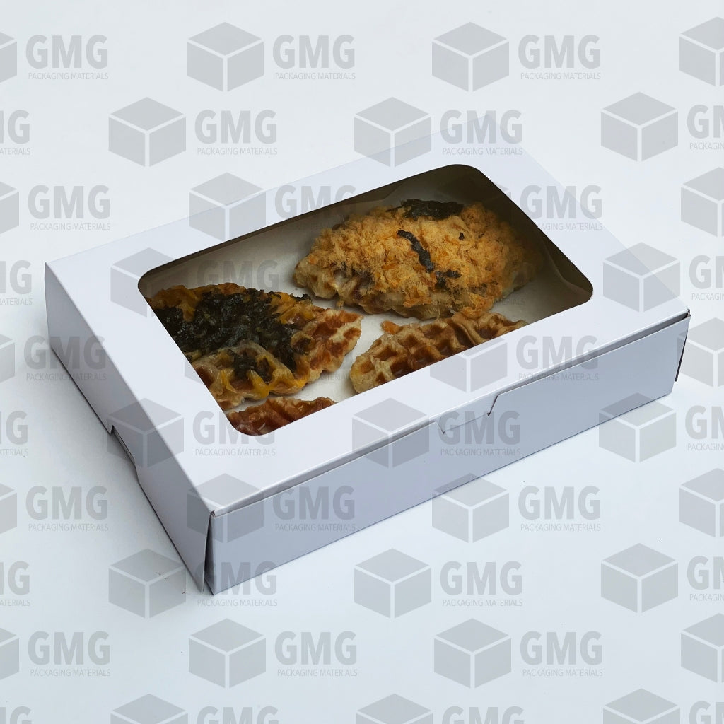 Croffle Donut Pastry Box w/ Window Glossy Shiny Finish 10.5 x 7 x 2 inches (10pcs)