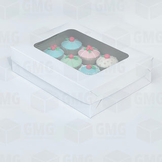 Cupcake Cake Pastry Box w/Window Cover and Box Glossy Shiny Finish 9 x 12 x 3 inches (10sets)