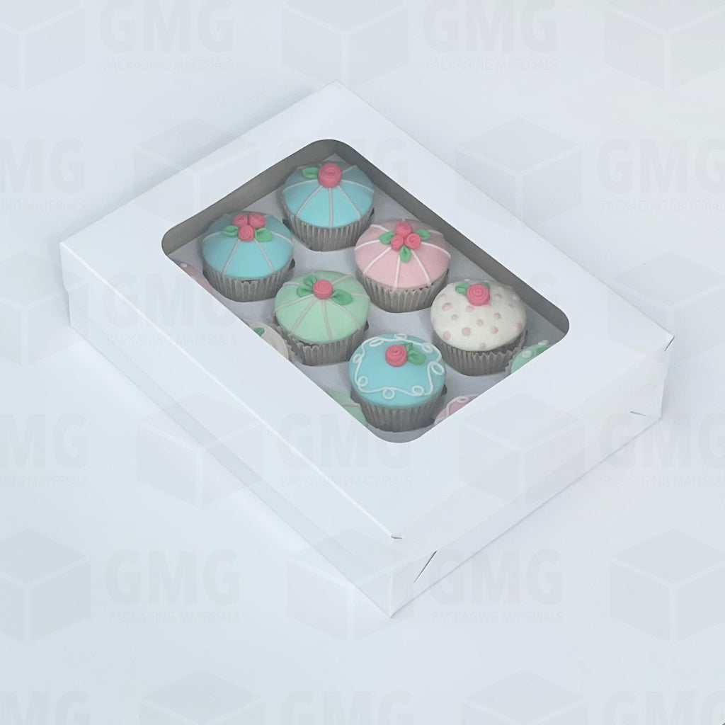 Cupcake Cake Pastry Box w/Window Cover and Box Glossy Shiny Finish 9 x 12 x 3 inches (10sets)