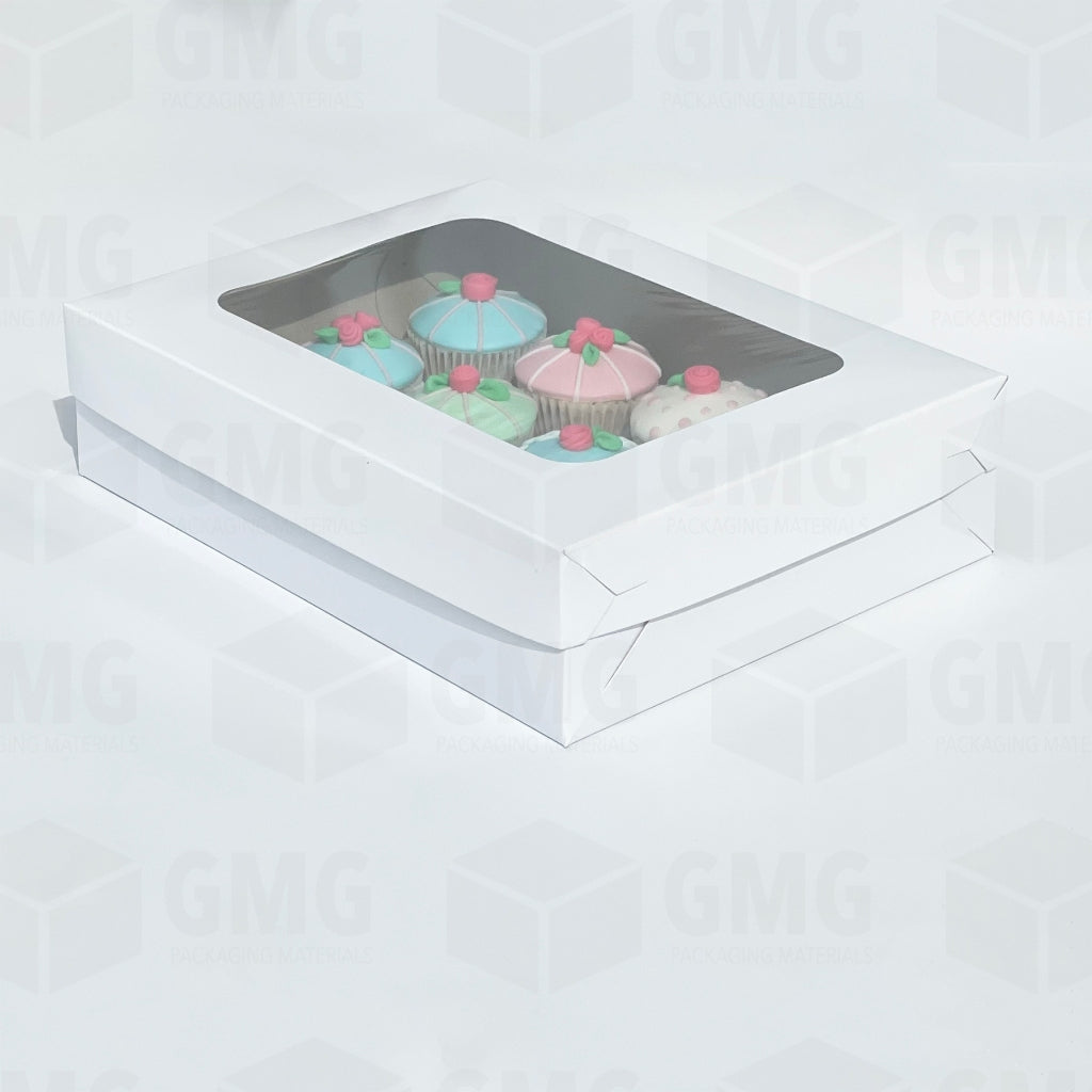 Cupcake Cake Pastry Box w/Window Cover and Box Glossy Shiny Finish 9 x 12 x 3 inches (10sets)