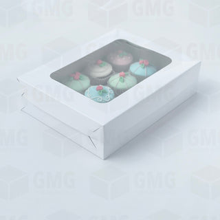 Cupcake Cake Pastry Box w/Window Cover and Box Glossy Shiny Finish 9 x 12 x 3 inches (10sets)