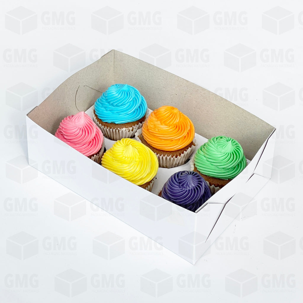 Cupcake Pastry Box w/Window Cover and Box Glossy Shiny Finish 6 x 9 x 3 inches (10sets)