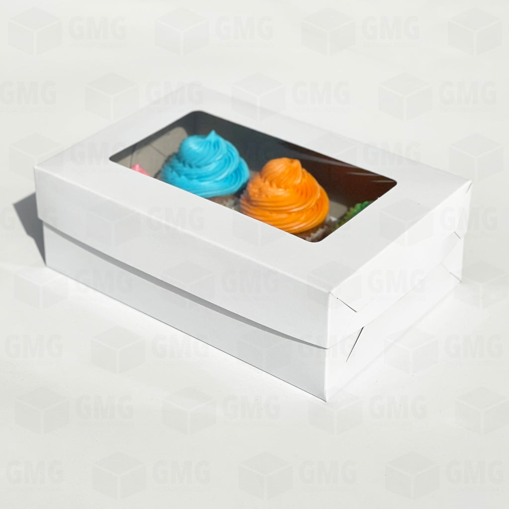 Cupcake Pastry Box w/Window Cover and Box Glossy Shiny Finish 6 x 9 x 3 inches (10sets)