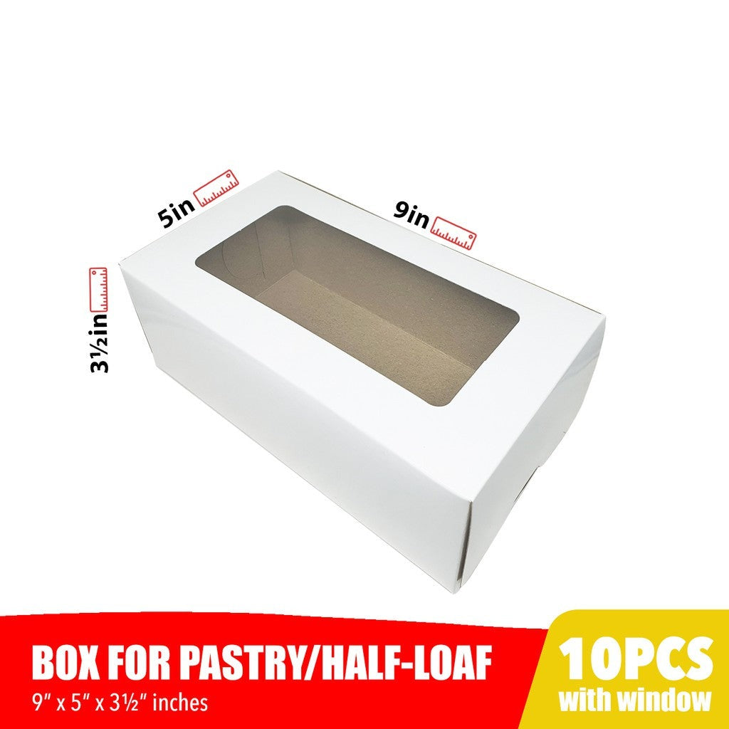 Cake Pastry Half Cake Rolls Box with window Glossy Shiny Finish 9 x 5 x 3.5 inches (10pcs)