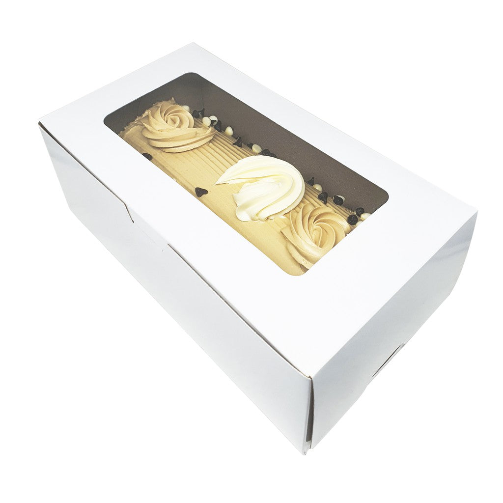 Cake Pastry Half Cake Rolls Box with window Glossy Shiny Finish 9 x 5 x 3.5 inches (10pcs)