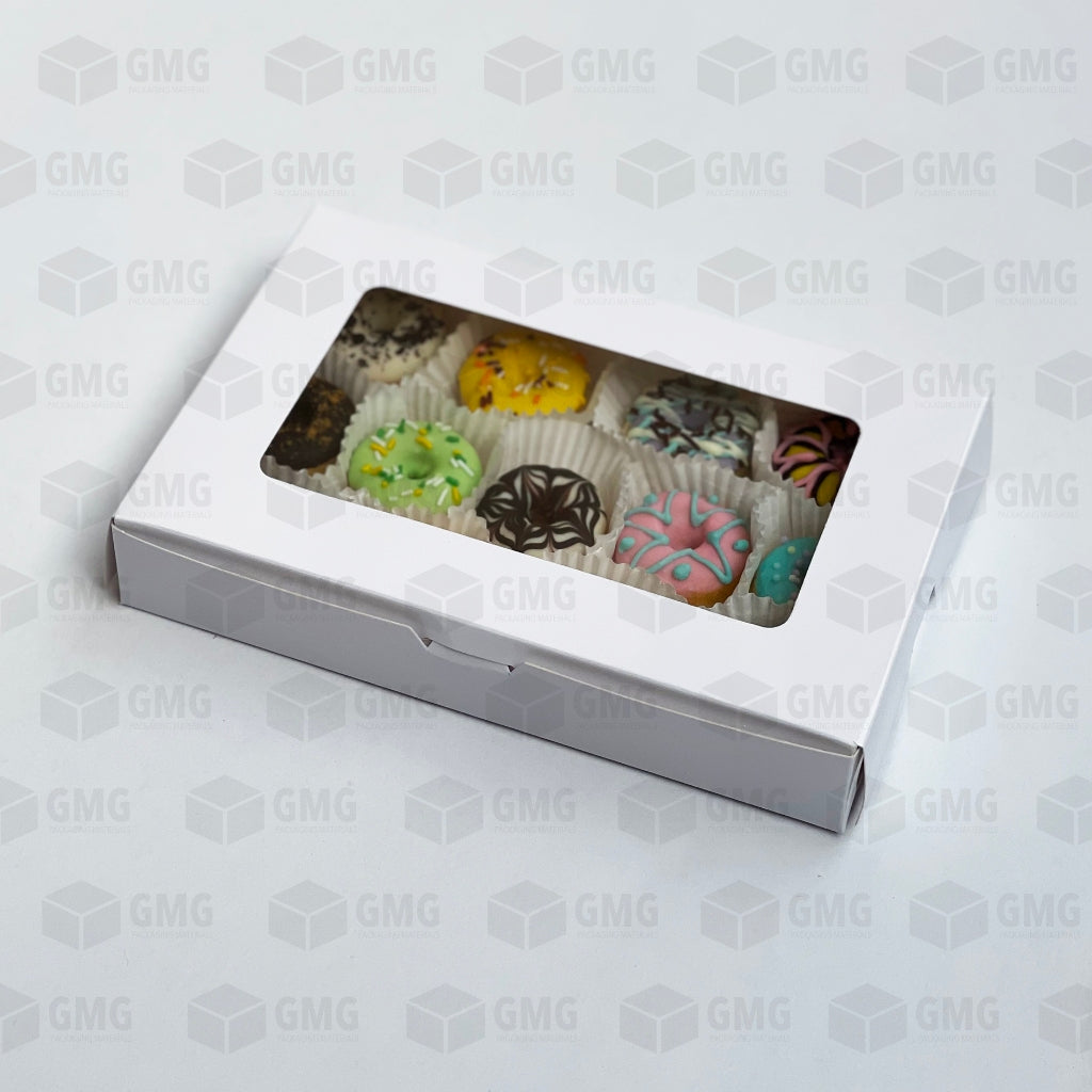 Brownies Box / Pastry Box / Mini Donut Box w/ Window Glossy Shiny Finish 6 x 9 x 1.5 inches (10pcs)