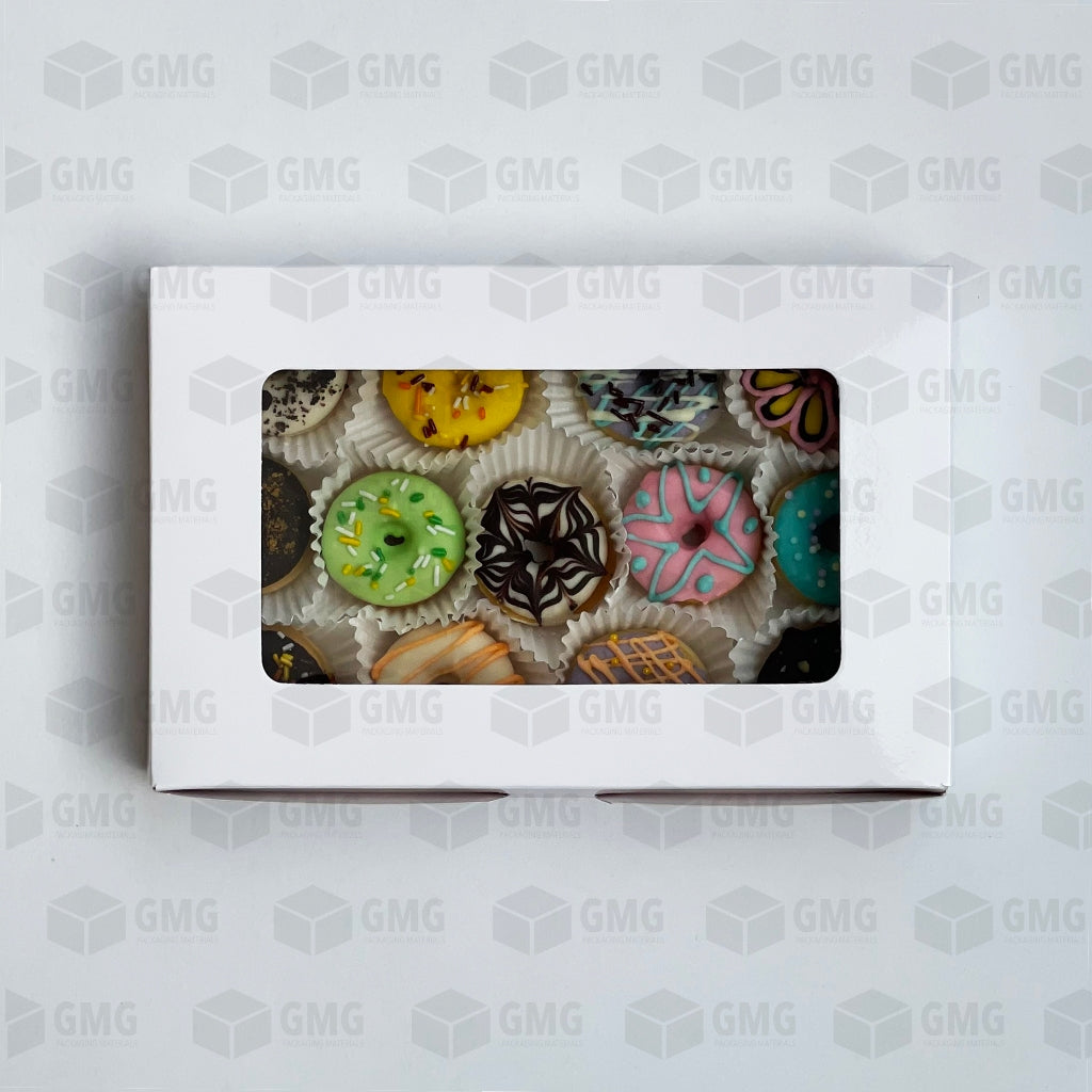 Brownies Box / Pastry Box / Mini Donut Box w/ Window Glossy Shiny Finish 6 x 9 x 1.5 inches (10pcs)