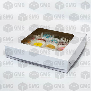 Cake Pastry Pie Pizza Mini Donuts Box 10 x 10 x 2 inches w/ Window Cover and Box Glossy (10 sets)