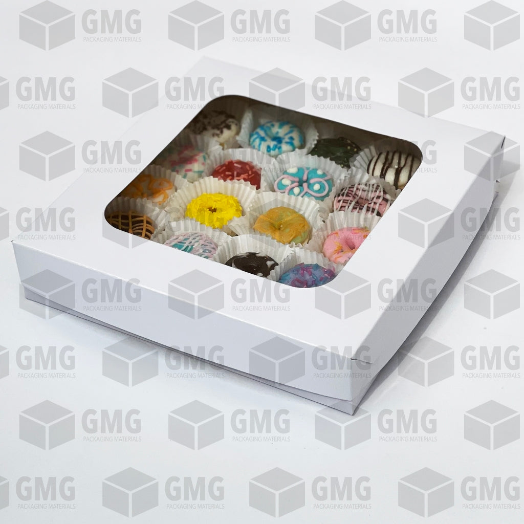 Cake Pastry Pie Pizza Mini Donuts Box 10 x 10 x 2 inches w/ Window Cover and Box Glossy (10 sets)