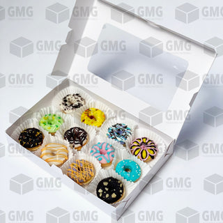 Brownies Box / Pastry Box / Mini Donut Box w/ Window Glossy Shiny Finish 6 x 9 x 1.5 inches (10pcs)
