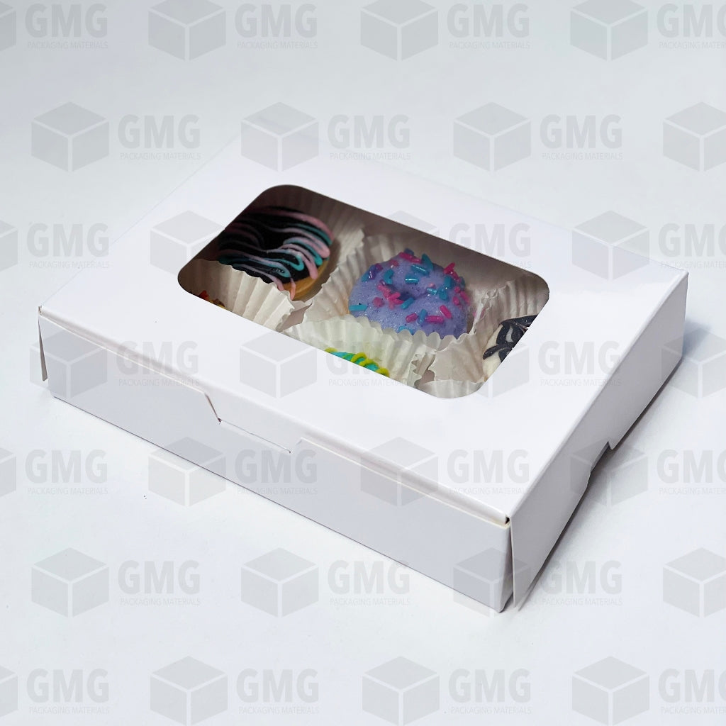 Pastry Brownies Mini Donuts Box 5 x 6.75 x 1.5 inches w/ Window Glossy Shiny Finish (10sets)