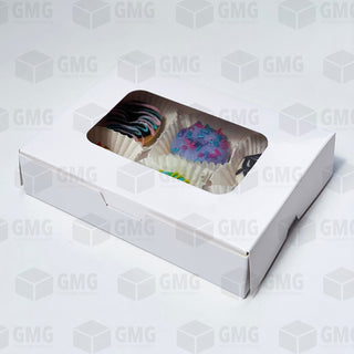 Pastry Brownies Mini Donuts Box 5 x 6.75 x 1.5 inches w/ Window Glossy Shiny Finish (10sets)