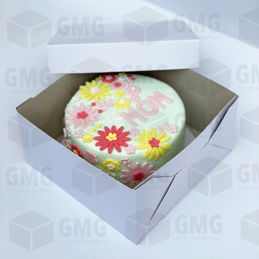 Cake Pastry Gift Box Easy Assembly 8 x 8 x 4 inches for Birthday Bridal Wedding Christmas (10 sets)