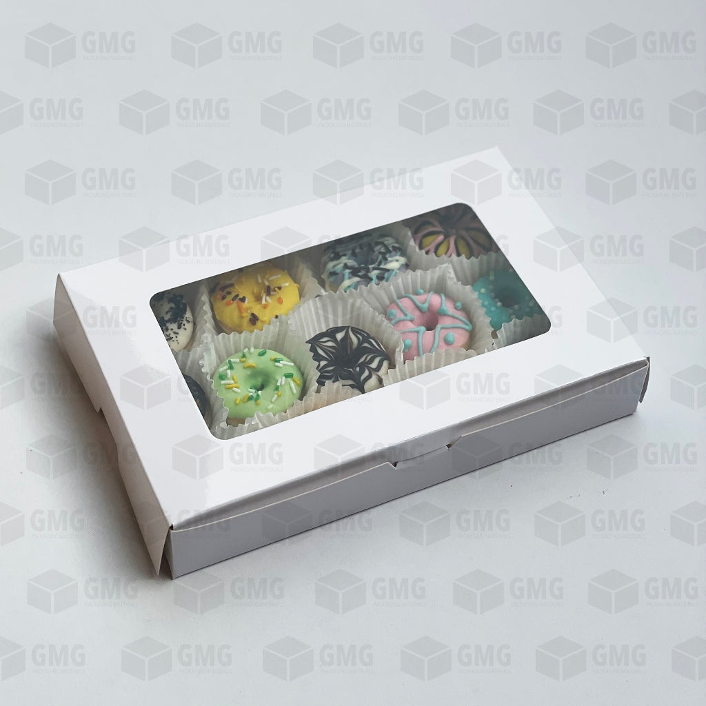 Brownies Box / Pastry Box / Mini Donut Box w/ Window Glossy Shiny Finish 6 x 9 x 1.5 inches (10pcs)