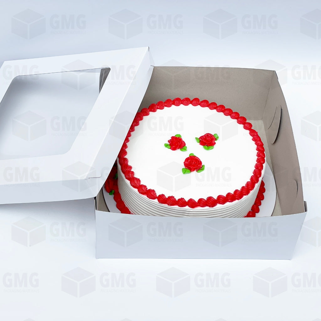 Cake Pastry Box Sturdy 12 x 12 x 4 inches w/Window Cover and Box Glossy Shiny Finish (10sets)