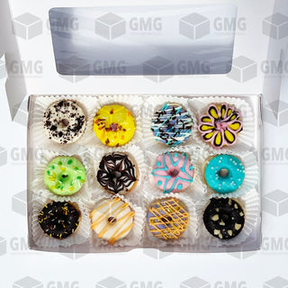 Brownies Box / Pastry Box / Mini Donut Box w/ Window Glossy Shiny Finish 6 x 9 x 1.5 inches (10pcs)