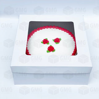 Cake Pastry Box Sturdy 12 x 12 x 4 inches w/Window Cover and Box Glossy Shiny Finish (10sets)