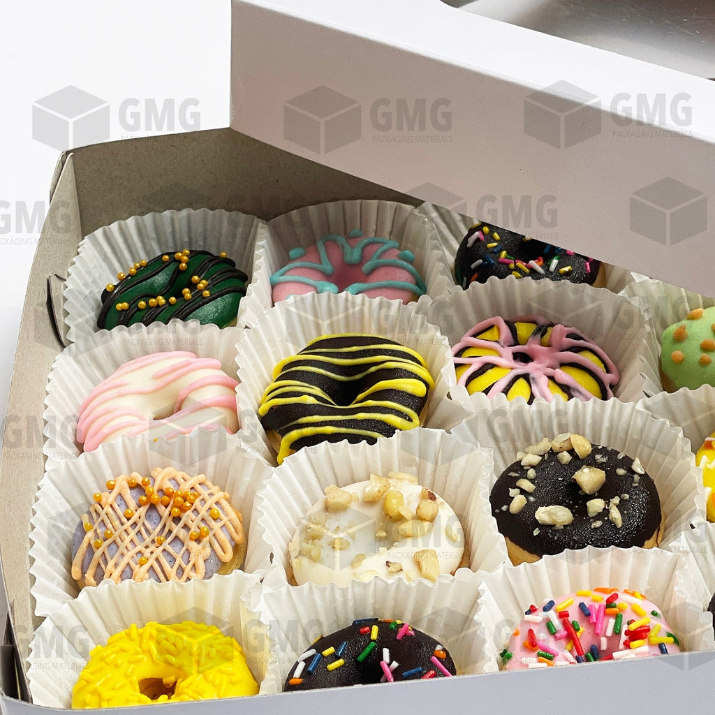 Cake Pastry Pie Pizza Mini Donuts Box 8 x 8 x 2 inches w/ Window Cover and Box Glossy (10sets)