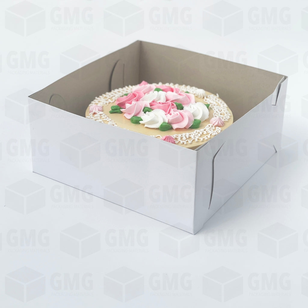 Cake Pastry Box Easy Assembly 9 x 9 x 4 inches w/Window Cover and Box Shiny Finish (10sets)